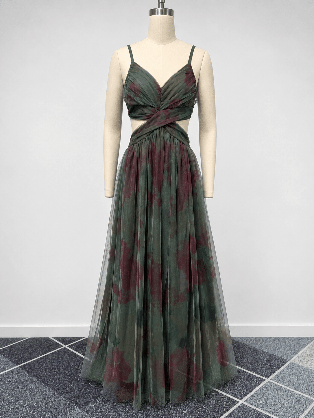 SOERA Emma Floral Mesh Maxi Dress - Dress - SOERA-730243-GRE-S-70179 Green S