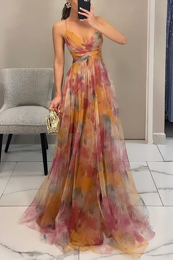 SOERA Emma Floral Mesh Maxi Dress - Dress - SOERA-730243-ORA-S-06339 Orange S