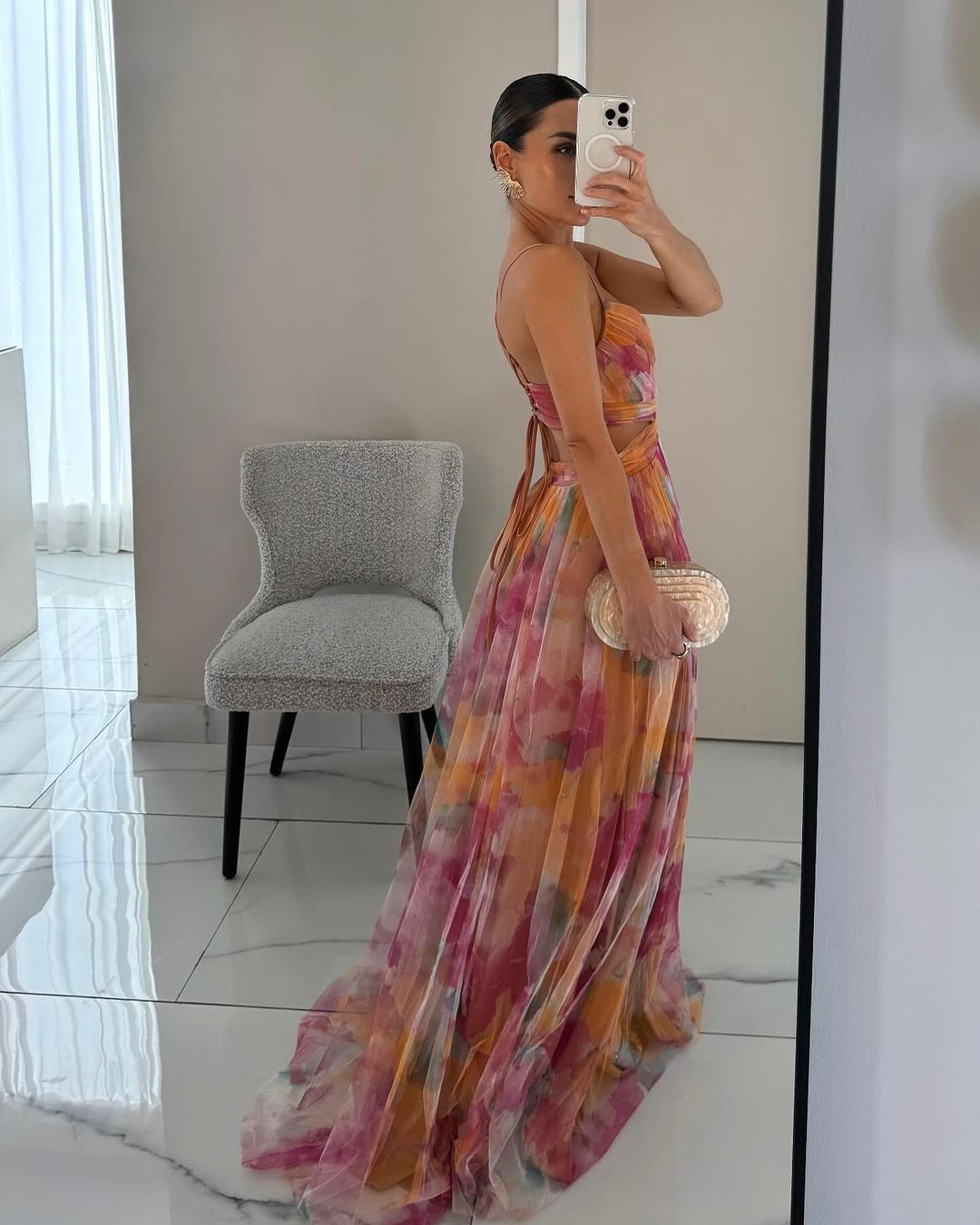 SOERA Emma Floral Mesh Maxi Dress - Dress - SOERA-730243-ORA-S-06339 Orange S