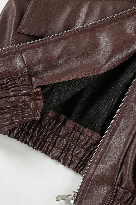 SOERA Azara Vintage Faux Leather Jacket - Jacket - SOERA-752771-BRO-M-32195 Brown M