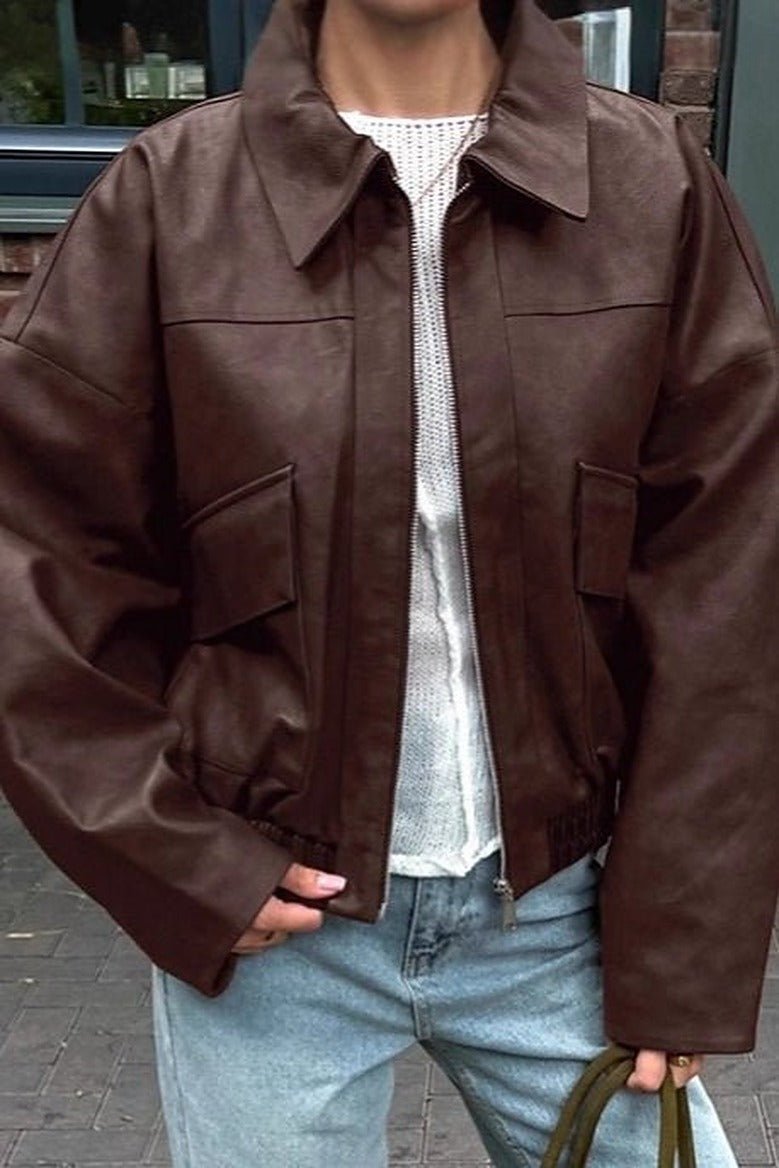SOERA Azara Vintage Faux Leather Jacket - Jacket - SOERA-752771-BRO-M-32195 Brown M