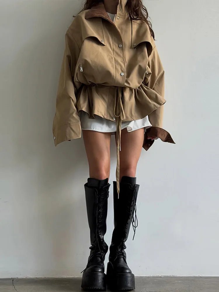 SOERA Rebecca Contrast Collar Windbreaker Jacket - Jacket - SOERA-543043-DEF-OS-88421 Beige L