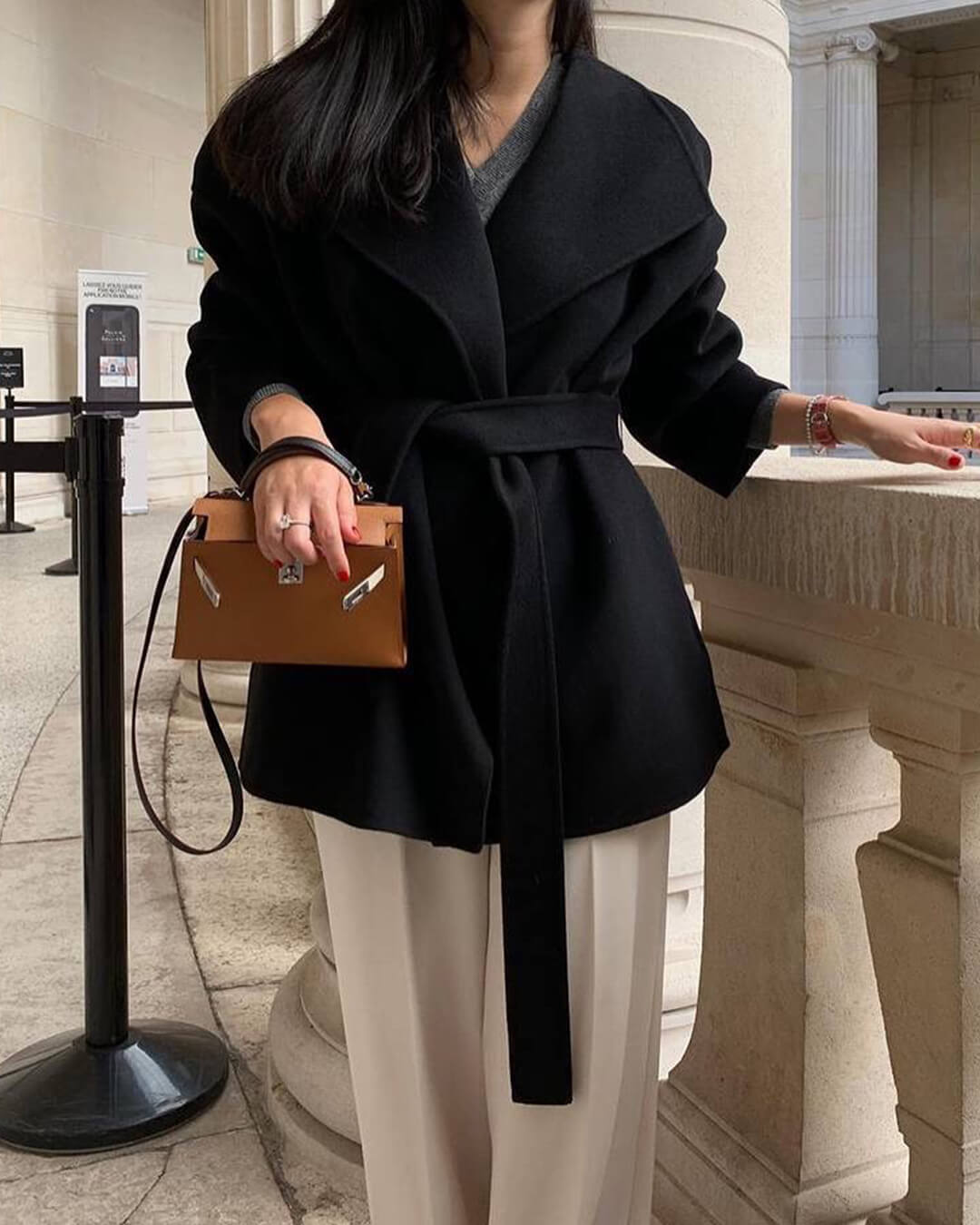 SOERA Lorelie Belted Wrap Coat - Jackets - Black