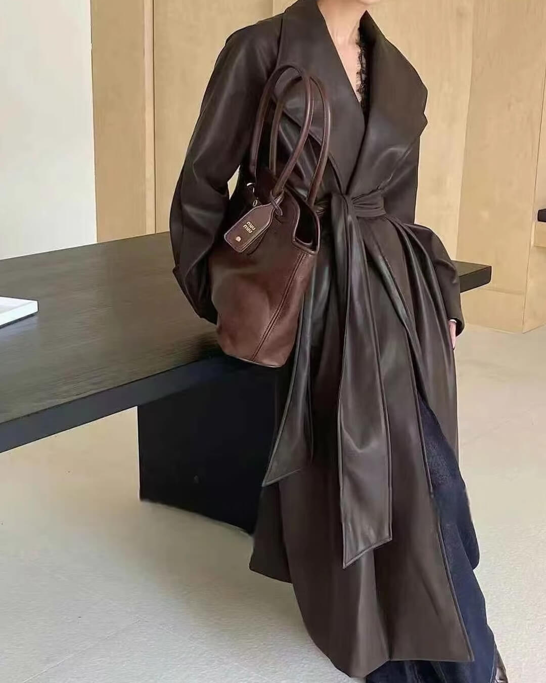 SOERA Shiela Faux Leather Maxi Trench Coat - Jackets - 3256809614700838-;qj1764703454009198927 Dark Brown M