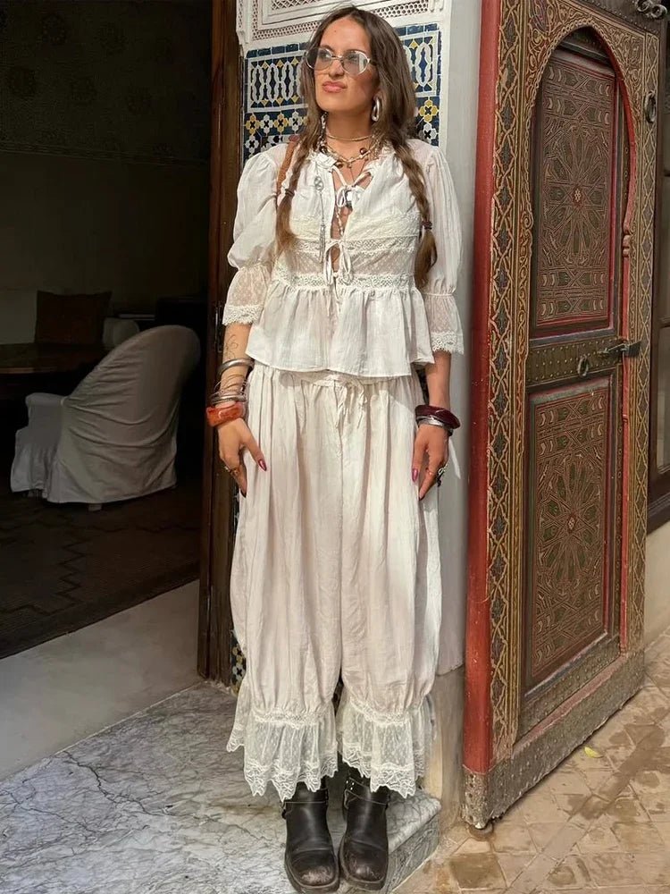 SOERA Sophia Lace Lantern Suit - Matching Sets - SOERA-292931-WHI-S-70915 White S