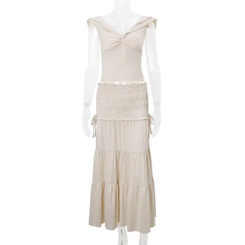 SOERA Zendaya Ruffled Crop Top Maxi Skirt Set - Matching Sets - Dq1774532669750949248 Top S