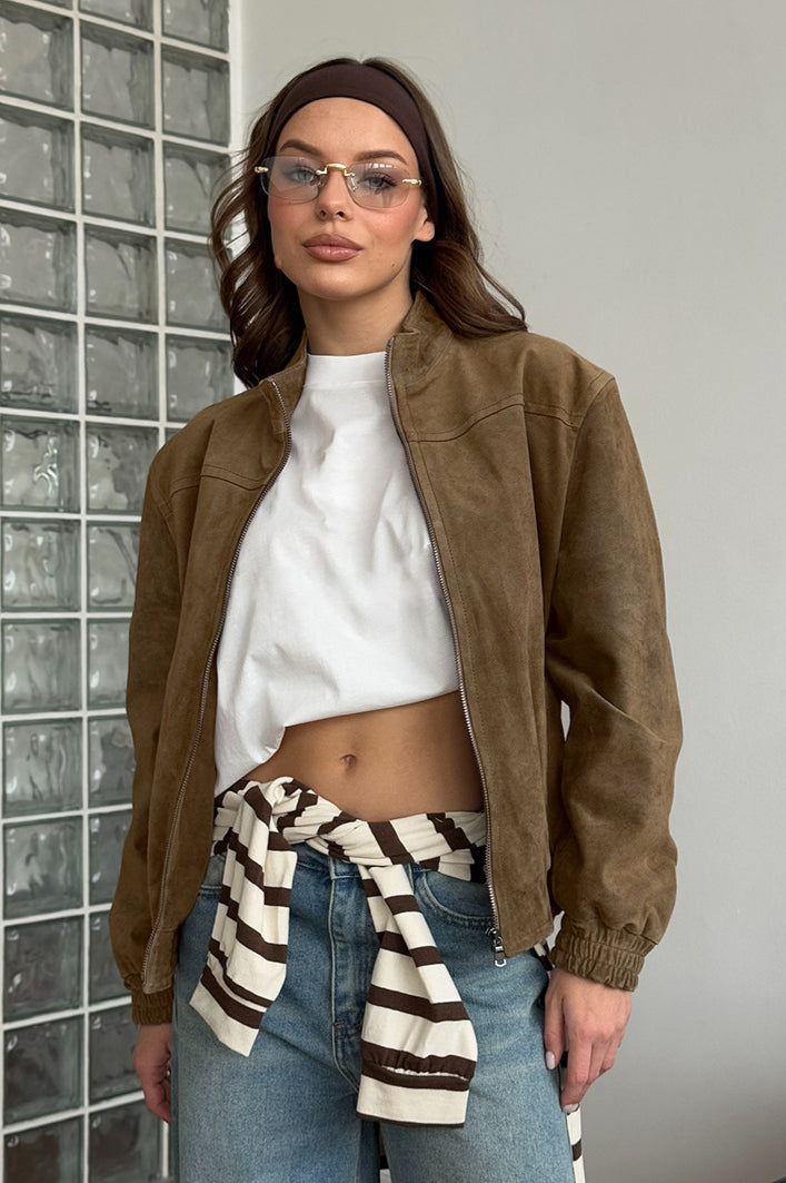 Alavsha Vintage Khaki Suede Jacket