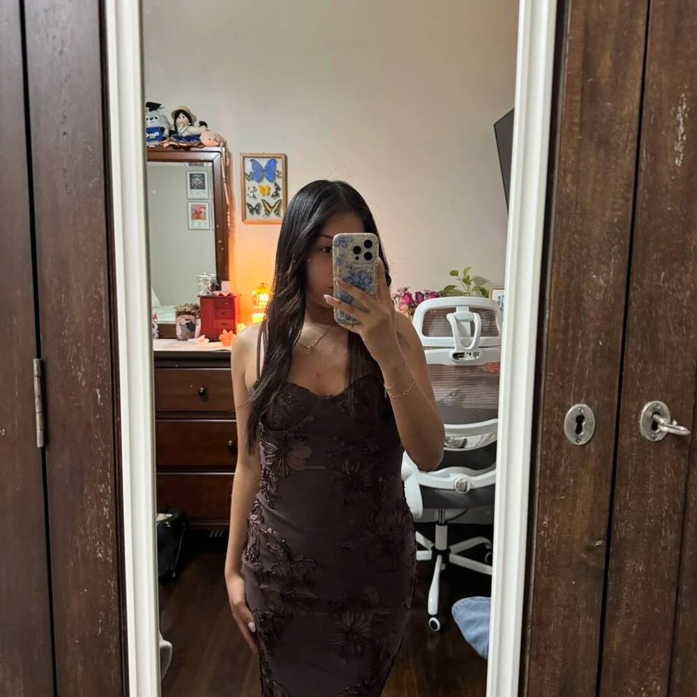 SOERA Beatrice Applique Tie-Back Prom Dress - Dress - SOERA-131331-BRO-XS-35235 Brown XS