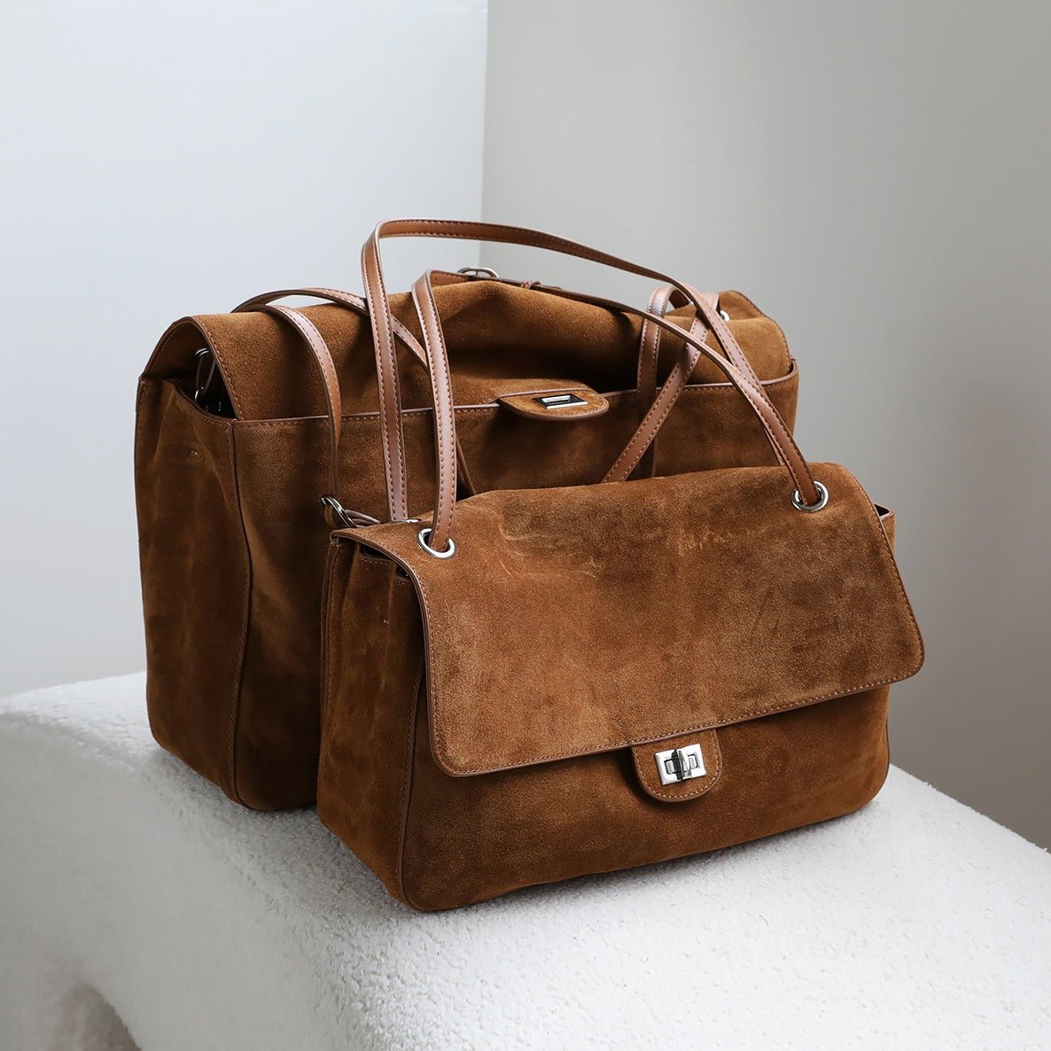 SOERA Esther Frosted Cowhide Retro Tote Bag - Bag - SOERA-968003-BRO-32-35747 Coffee Small