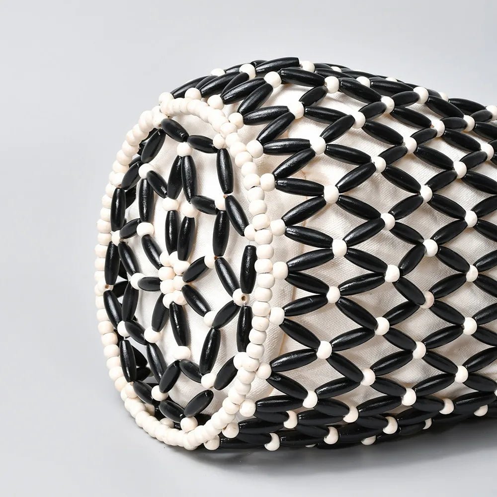 SOERA Margot Woven Beaded Tote Bag - Bag - SOERA-258883-BLA-36-06243 Black/White 36