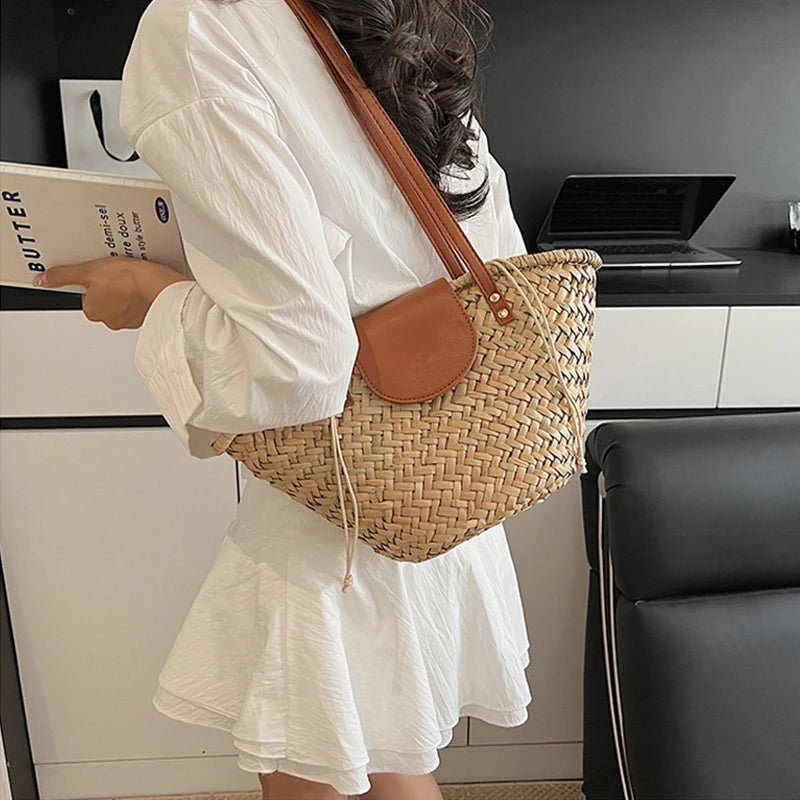 SOERA Aisea Woven Rattan Shoulder Bag - Bag -  Beige