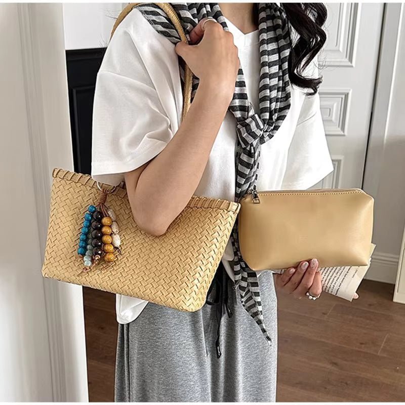 SOERA Emma Straw Woven Tote Bag - Bag -  Brown