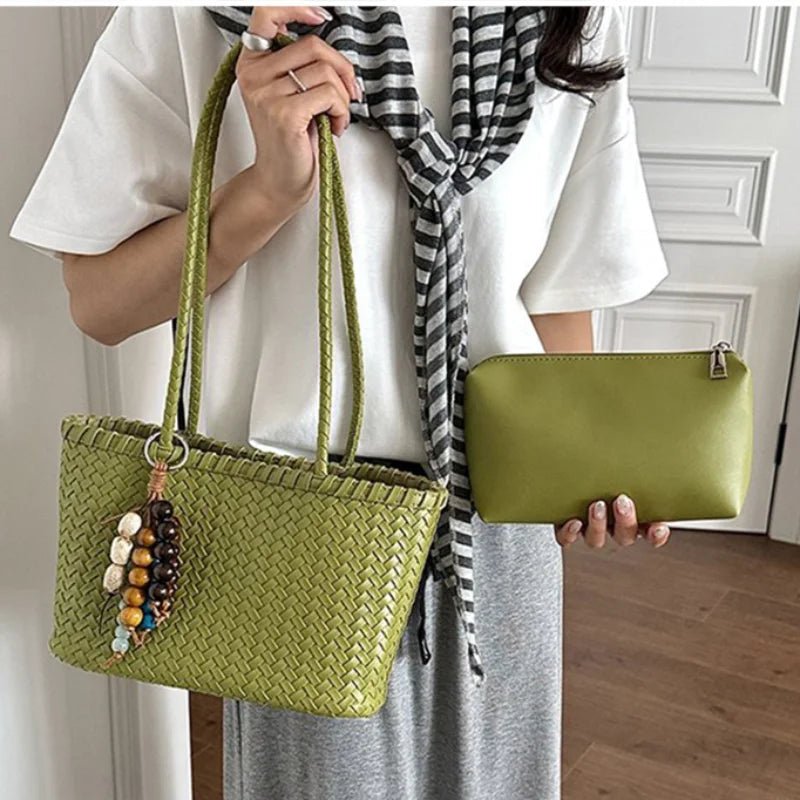 SOERA Emma Straw Woven Tote Bag - Bag -  Green
