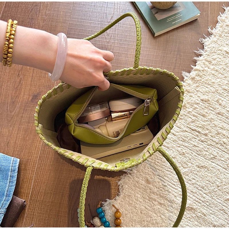 SOERA Emma Straw Woven Tote Bag - Bag -  Green