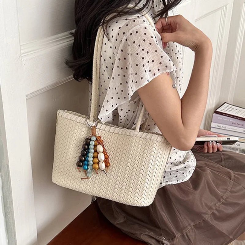 SOERA Emma Straw Woven Tote Bag - Bag -  White