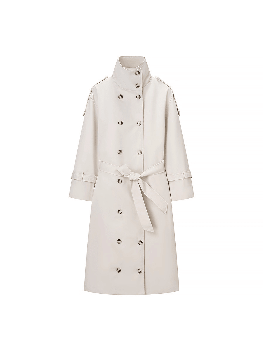 SOERA Sarah High Neck Belted Trench Coat - Coat - SOERA-753027-IMA-S-12131 Cream S