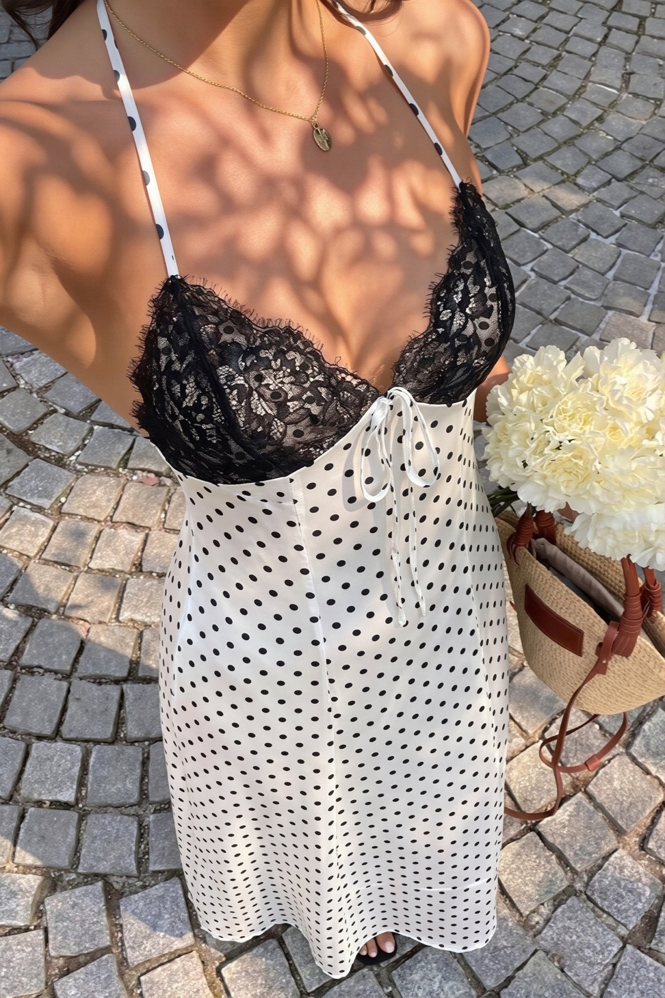SOERA Zoe Polka Dot Halter Maxi Dress - Dress - SOERA-358339-WHI-S-72483 White S