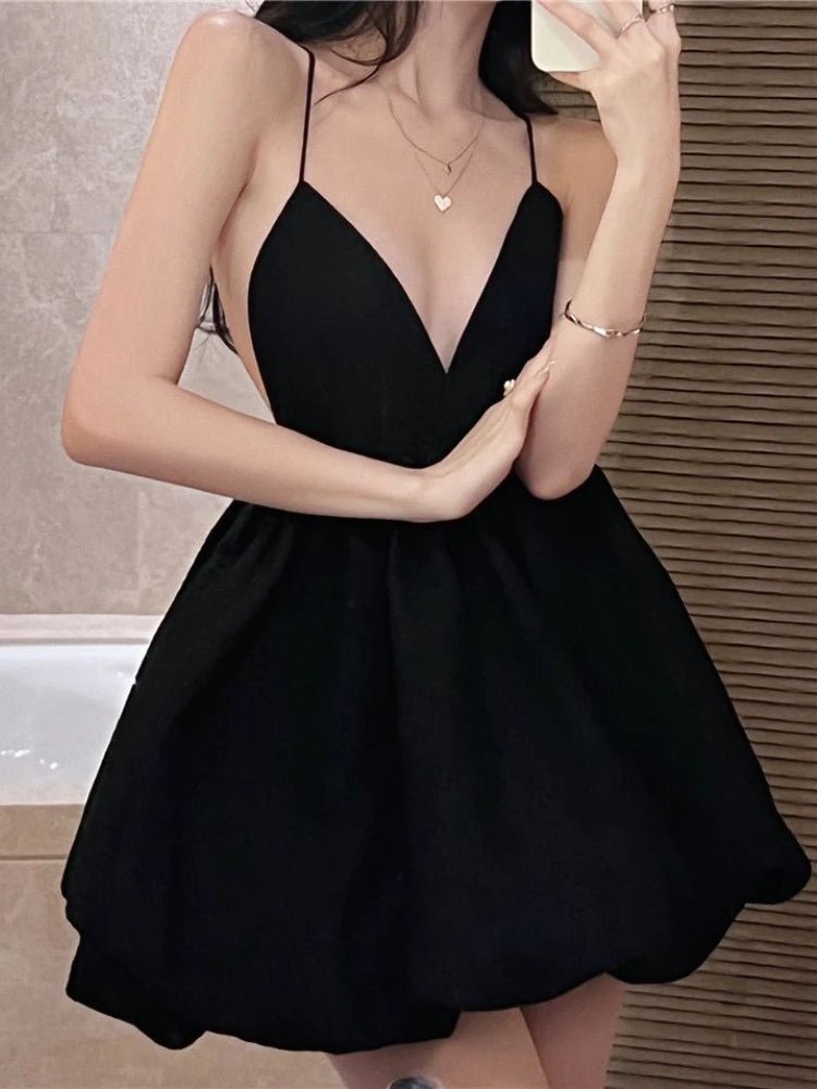 SOERA Abigail V Neck Layered Mini Dress - Dresses - SOERA-936259-BLA-M-41731 Black M