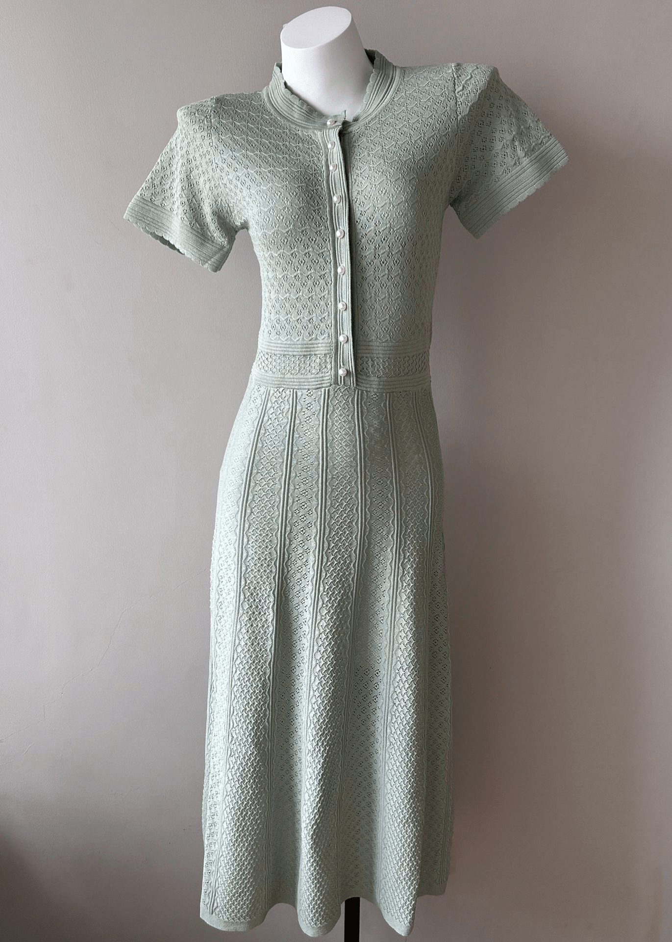 SOERA Celeste Half Button Knitted Midi Dress - Dresses - SOERA-375235-MIN-L-87011 Mint Green L