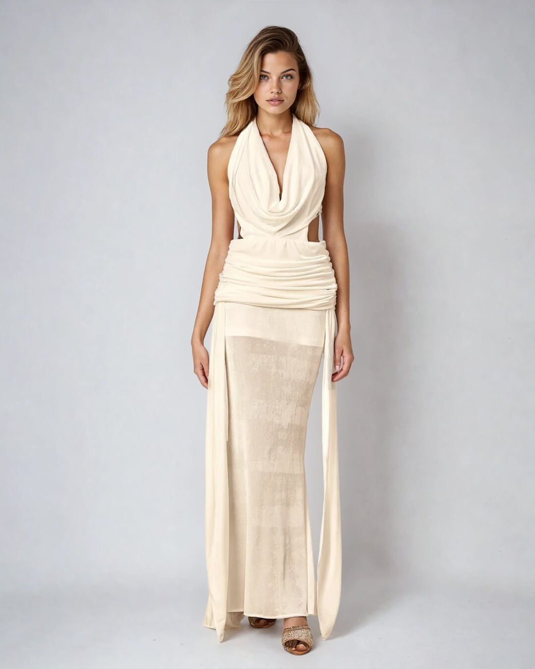 SOERA Elyse Halterneck Backless Maxi Dress - Dresses - NM1765197968552900413 White S