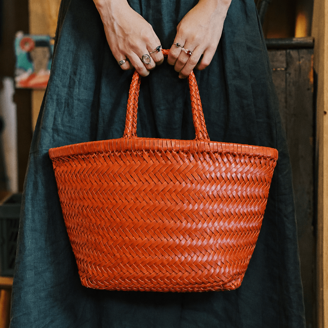 SOERA Anais Handwoven Leather Tote Bag - Handbags - SOERA-621891-COF-OS-76067 Coffee
