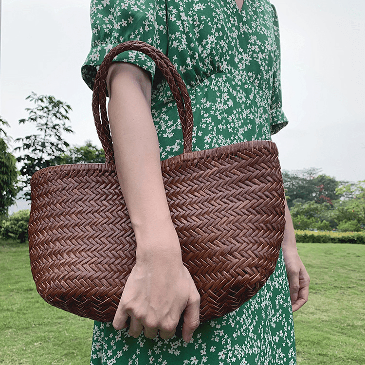 SOERA Anais Handwoven Leather Tote Bag - Handbags - SOERA-621891-COF-OS-76067 Coffee