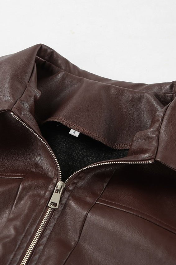 SOERA Azara Vintage Faux Leather Jacket - Jacket - SOERA-752771-BRO-M-32195 Brown M