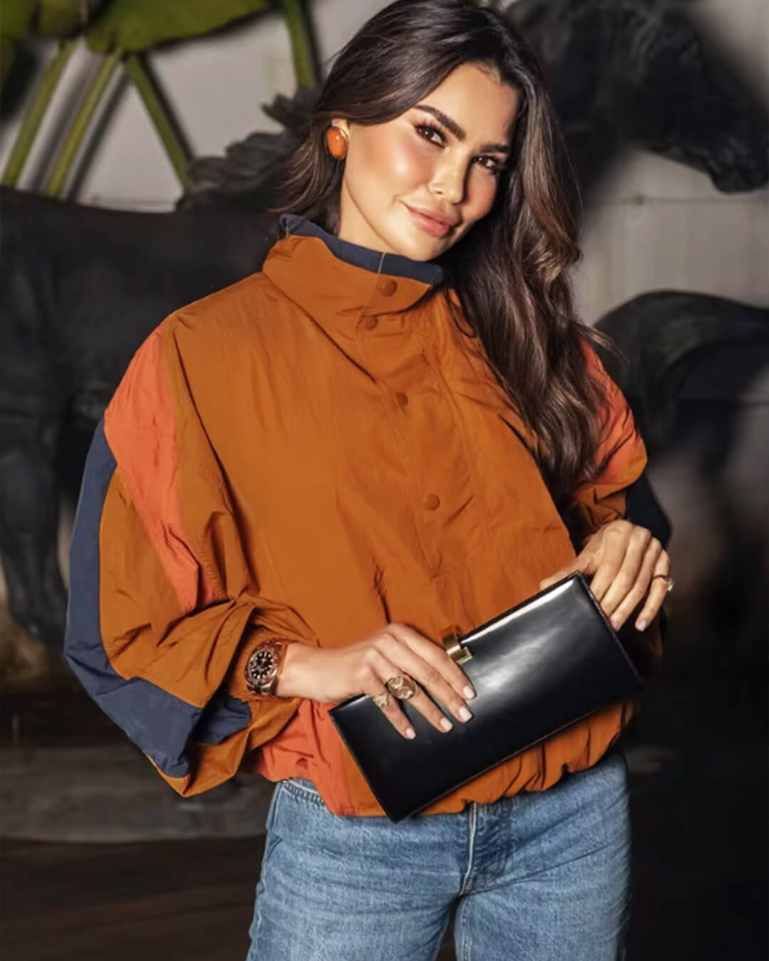 SOERA Nerea Oversized Colorblock Cropped Jacket - Jacket - SOERA-939395-DEF-OS-54947 Orange S