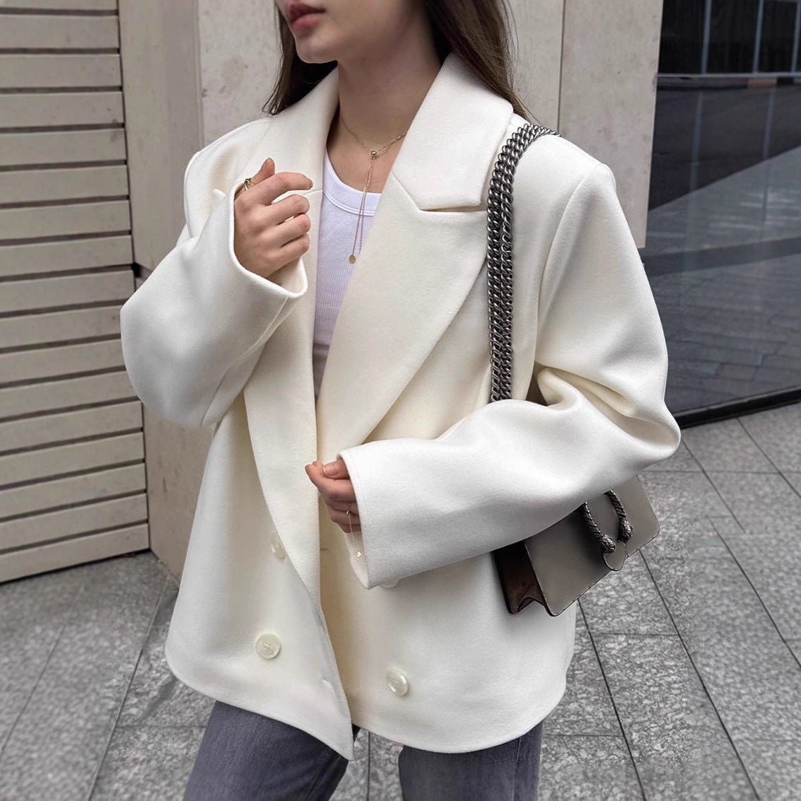 SOERA Angeline Relaxed Blazer Coat - Jackets - nK1767772172495335294 Off - White S