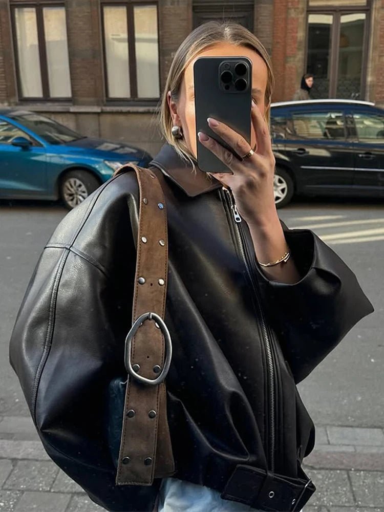 SOERA Caroline Vegan Leather Jacket - Jackets - jA1760504685430142073 Black S