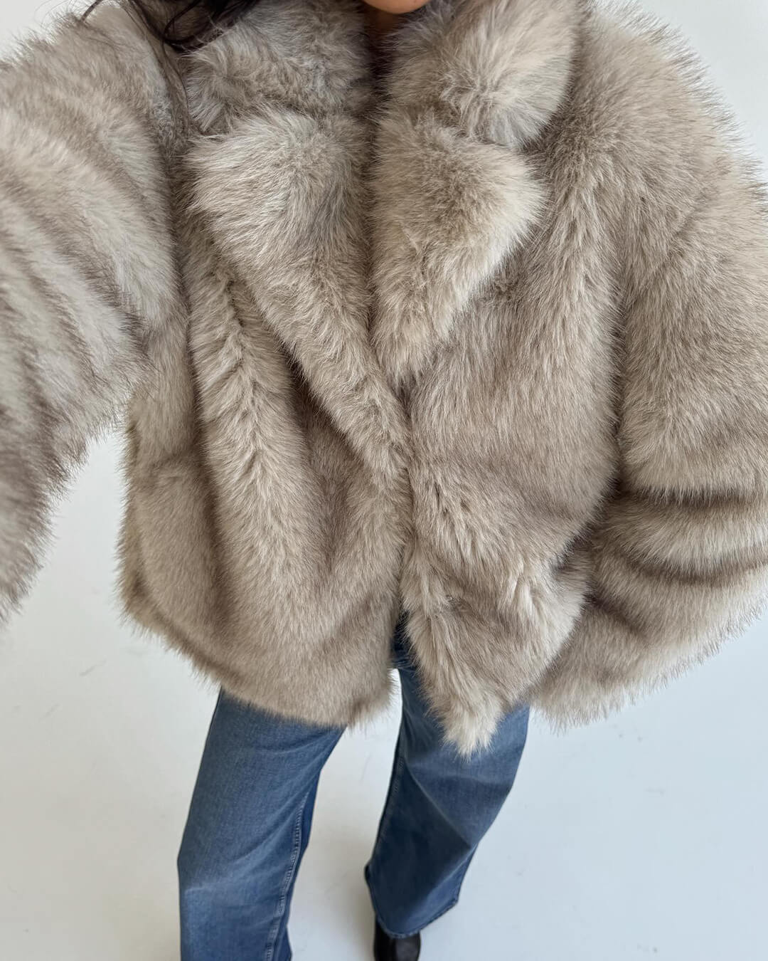 SOERA Darcy Mid - Length Fluffy Jacket - Jackets - 3256809290568356-;wl1763625122521634450 Beige S
