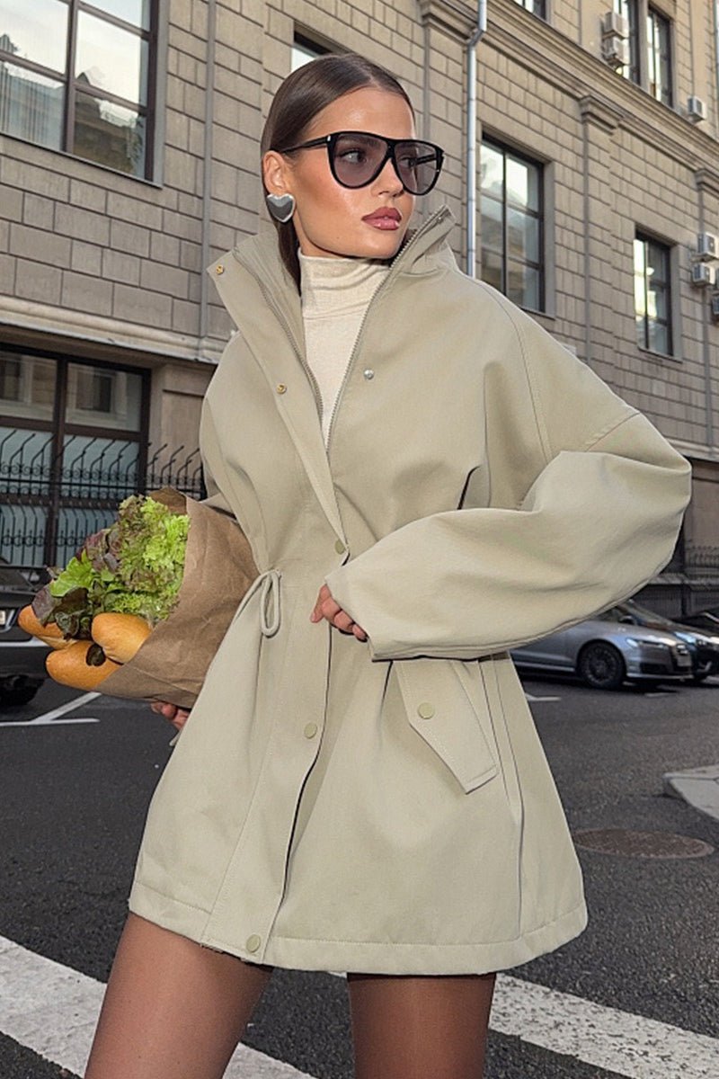 SOERA Eva Drawstring Trench Coat - Jackets - CQ1765714530914074076 Beige M