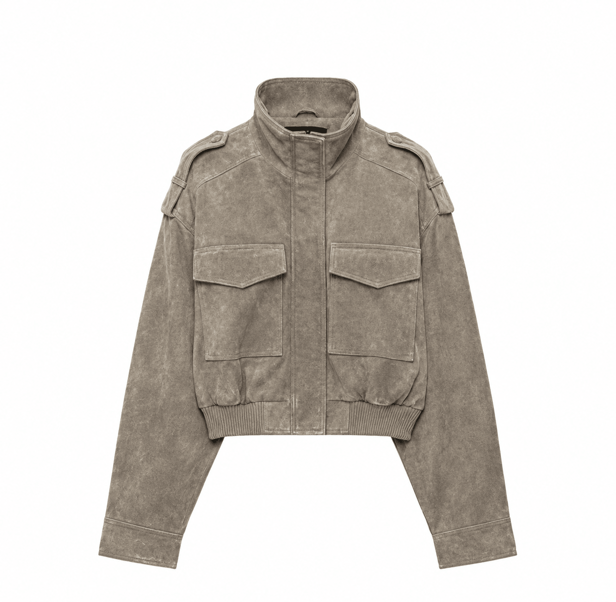 SOERA Evelyn Faux Suede Cropped Jacket - Jackets - SOERA-414467-GRE-XS-93507 XS