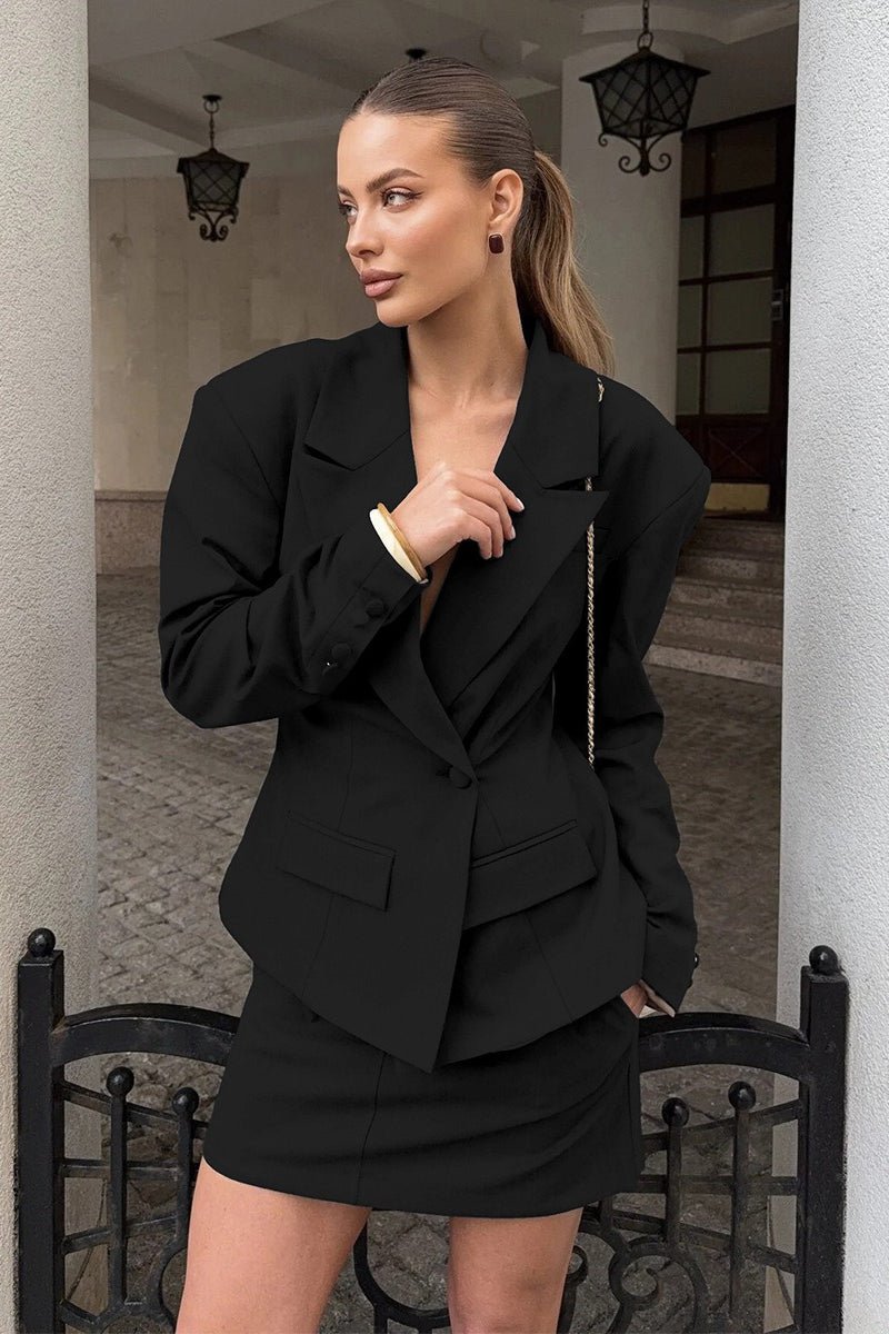 SOERA Janna Single - Button Blazer with Scarf Collar - Jackets - mB1770276357227756859 Black S