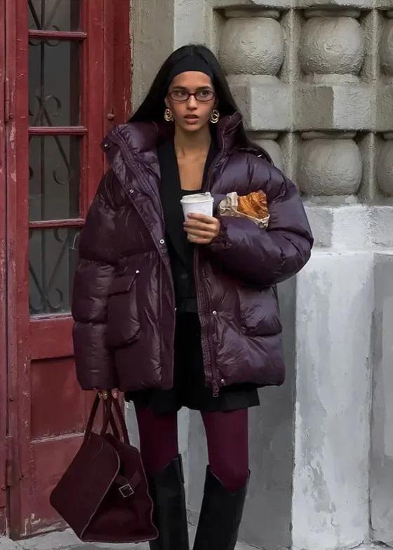 SOERA Jillian Glossy Puffer Jacket - Jackets - lV1762987849105236590 Burgundy S