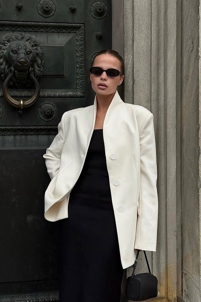 SOERA Roxie Stand Collar Blazer - Jackets - te1770276357223776618 White S