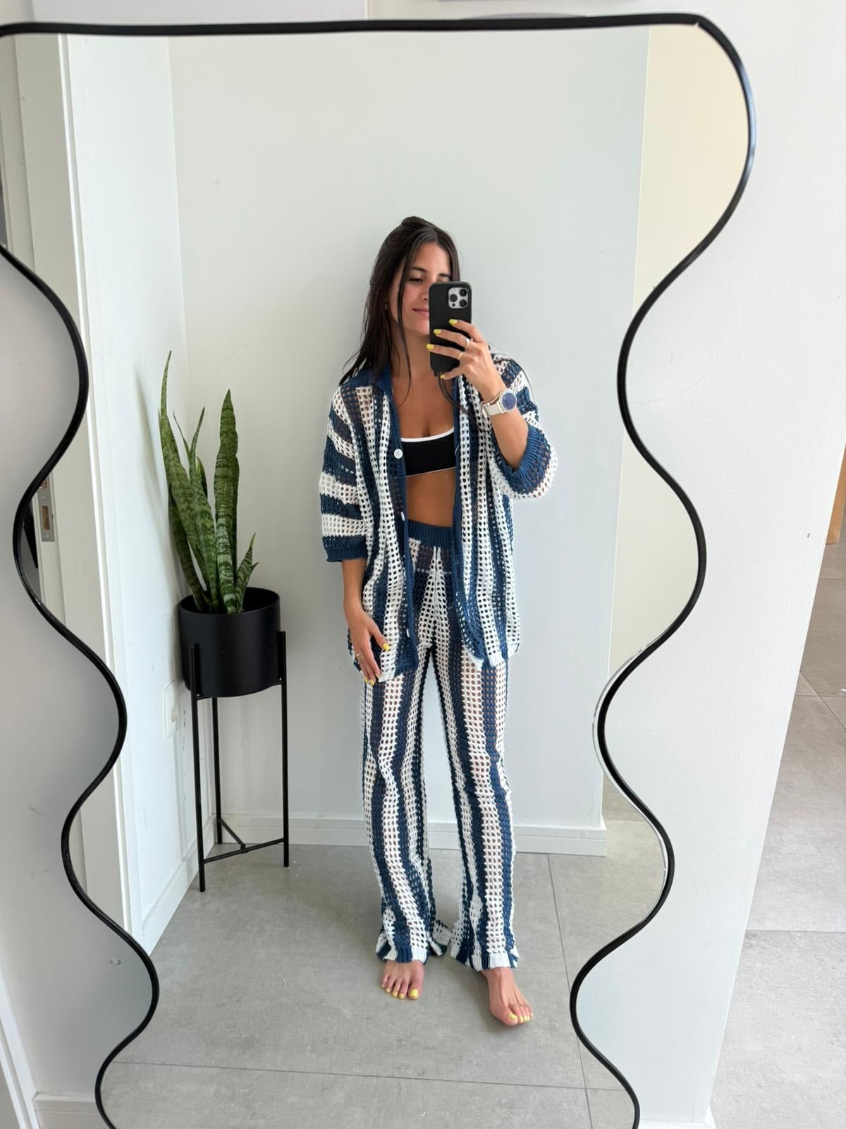 SOERA Carmen Striped Crochet Co-Ord Set - Matching Sets - SOERA-750403-XL-NAVY-11235 Navy XL