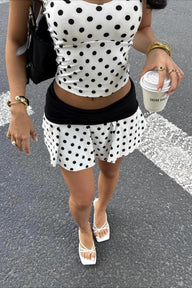 Verity Halter pöttyös crop szett
