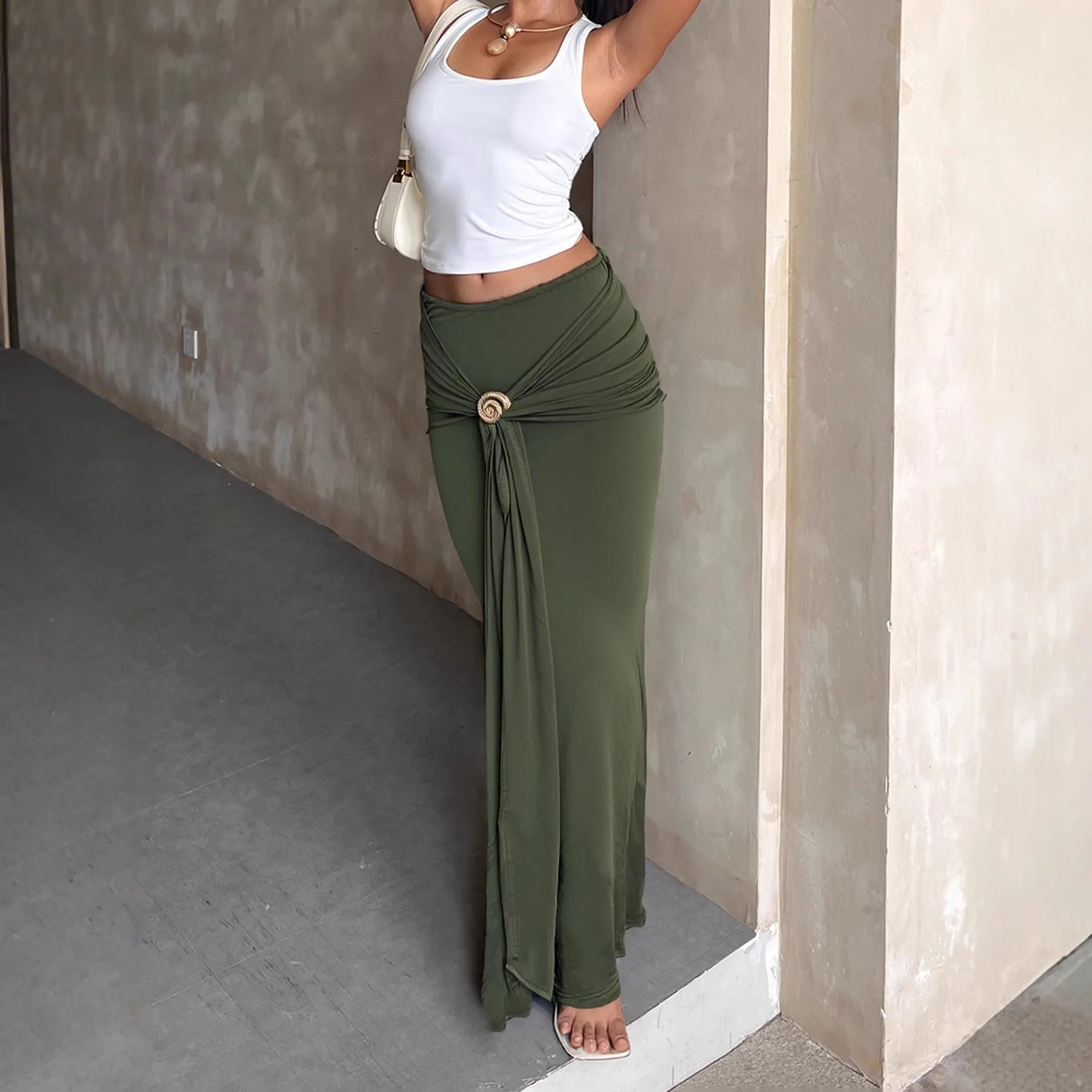 SOERA Bianca Low-Rise Maxi Skirt - Skirt - SOERA-370691-GRE-S-92419 Green S